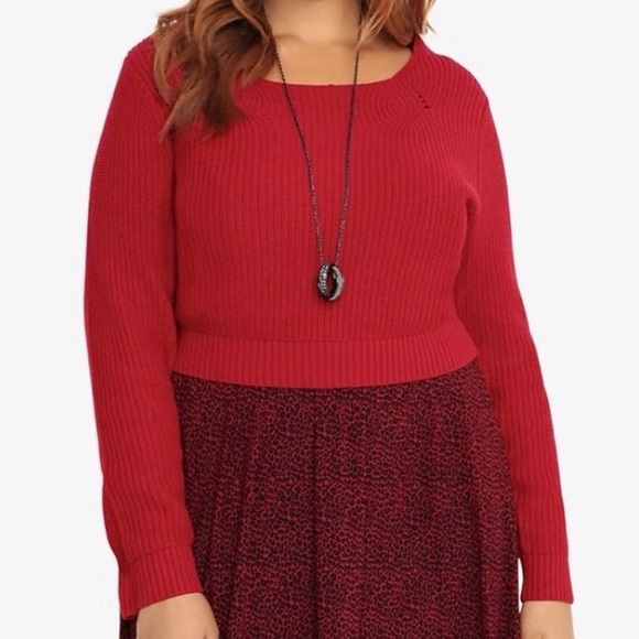 Torrid 'Jester Red' Ribbed Semi-Cropped Pullover Sweater in Size 2 (2X | 18/20) - Picture 1 of 16
